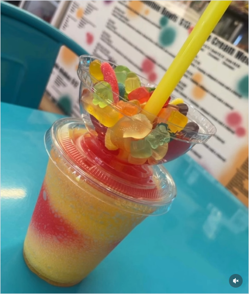 Loaded frozen lemonade topped with gummy bears
