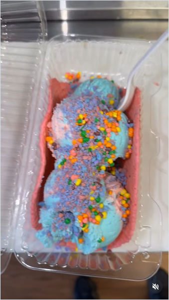 Cotton candy ice cream waffle tacos with rainbow sprinkles